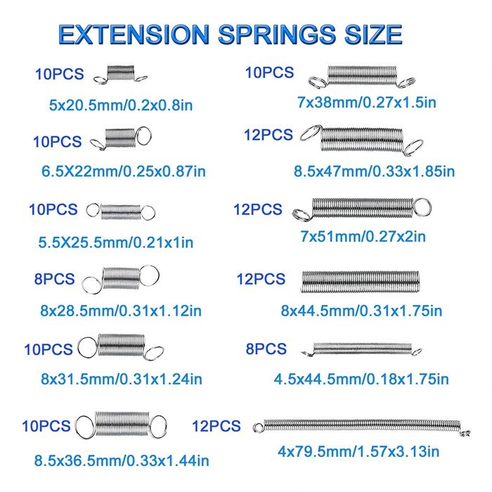 Buy 200Pcs Metal Extension Spring Compression Spring Set of 20